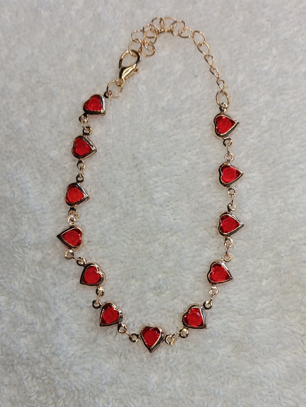 Gold-Tone Bracelet with Red Heart Accents - NWOT